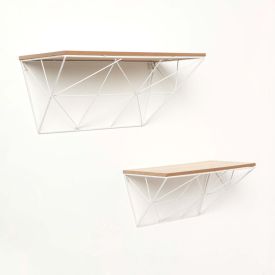 Set of 2 White Wire Floating Shelves
