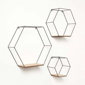 Set of 3 Hexagon Floating Shelves