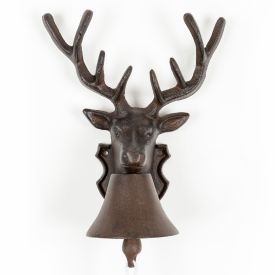 Brown Cast Iron Deer Head Traditional Hanging Doorbell 