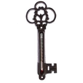 Brown Wall Mounted Cast Iron Decorative Key Thermometer