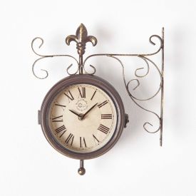 Cast Iron Wall Mounted Outdoor Clock & Thermometer