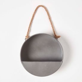 Small Round Metal Hanging Wall Planter, 20 cm