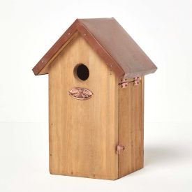 Wooden Blue Tit Bird Box House with Copper Roof