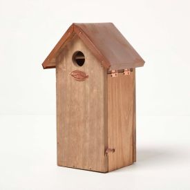 Real Wood Great Tit Bird Box House with Copper Roof