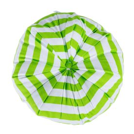 Green and White Stripe Pleated Round Floor Cushion 