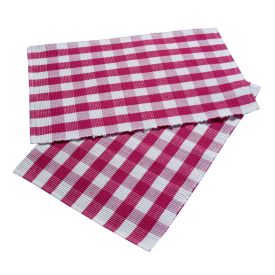 Pink Block Check Cotton Gingham Placemats, Set of 2