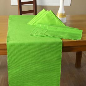 Cotton Lime Green Pack of 4 Napkins, 4 Placemats & 1 Runner