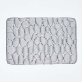 Memory Foam Grey Shower Mat Pebble Design Non-Slip Backing
