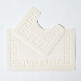 Memory Foam Greek Key Cream Bath Mat