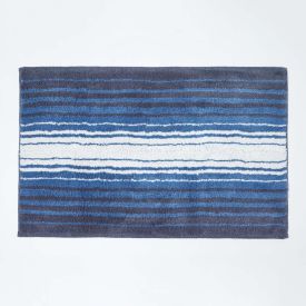 Blue and White Stripe Cotton Bath Mat