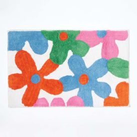 Homescapes 100% Cotton Washable Tufted Purple Butterfly Rug 55 x 80 cm Bath Mat or Childrens Rug