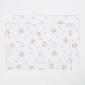 Cotton Christmas Gold Snowflake Pack of 2 Placemats