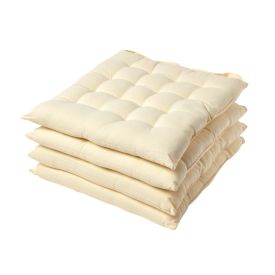 Cream Plain Seat Pad with Button Straps 100% Cotton 40 x 40 cm