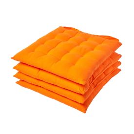 Orange Plain Seat Pad with Button Straps 100% Cotton 40 x 40 cm 