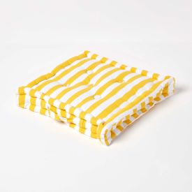 Cotton Yellow Thick Stripe Floor Cushion