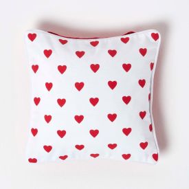 Cotton Red Hearts Scatter Cushion 