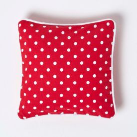 Cotton Red Polka Dots Cushion Cover