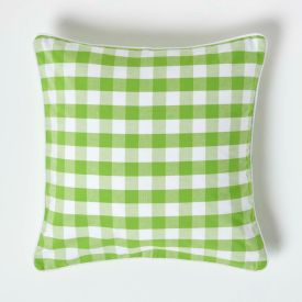 Green Block Check Cotton Gingham Cushion Cover
