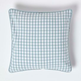 Cotton Gingham Check Blue Cushion Cover, 45 x 45 cm