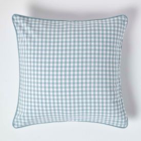 Cotton Gingham Check Blue Cushion Cover, 60 x 60 cm
