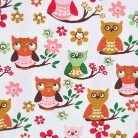 Pure Cotton Owls Printed Fabric 150cm Wide