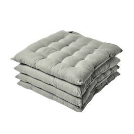 Grey Plain Seat Pad with Button Straps 100% Cotton 40 x 40 cm