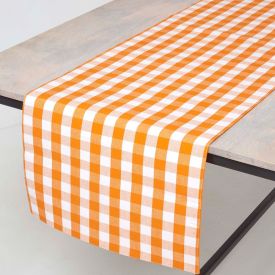 Cotton Block Check Orange Table Runner