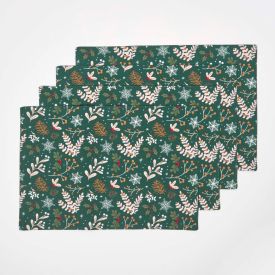 Festive Forest Green Christmas Placemats, Set of 4