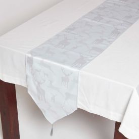 Silver Stag Christmas Table Runner Large, 33 x 250 cm