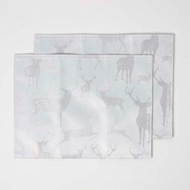 Silver Stag Christmas Placemats, Set of 2