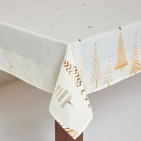 Gold Tree Christmas Table Cloth, 132 x 178 cm