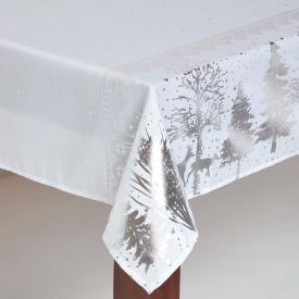 Silver Forest Christmas Table Cloth, 132 x 178 cm