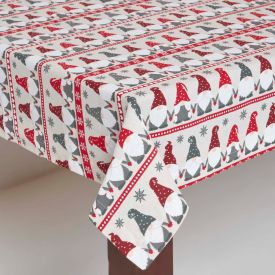 Red & Cream Santa Gonk Christmas Table Cloth, 127 x 127 cm