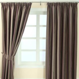 Purple Jacquard Curtain Modern Striped Design Fully Lined