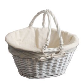 Oval Willow Wicker Shopping Basket with White Lining