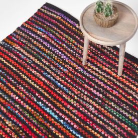 Handwoven Multi Coloured Recycled Chindi Folk Rug Large, 120 x 170 cm