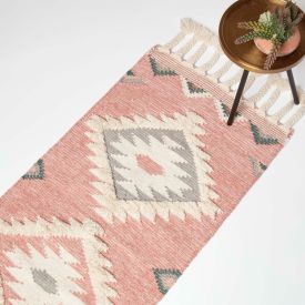 Pali Pink Kilim Runner Wool Rug 66 x 200 cm