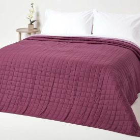 Cotton Quilted Reversible Bedspread Lavender & Damson Purple