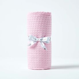Organic Cotton Waffle Baby Blanket Pink