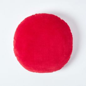 Red Velvet Cushion, 40 cm Round