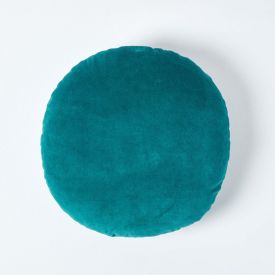 Teal Green Velvet Cushion, 40 cm Round