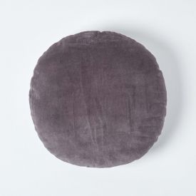 Dark Grey Velvet Cushion, 40 cm Round