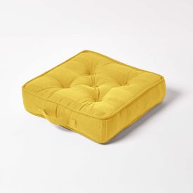 Rajput Ribbed Cotton Floor Cushion Tangerine Orange Yellow 