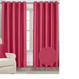 Hot Pink Herringbone Chevron Eyelet Style Blackout Curtains, 46x72"