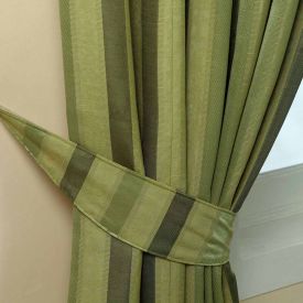 Green Stripe Jacquard Curtain Tie Back Pair