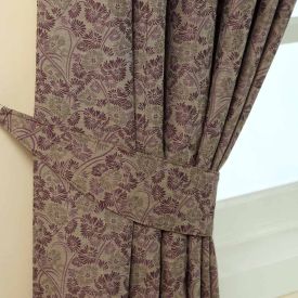 Purple Vintage Floral Jacquard Curtain Tie Back Pair