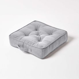 Silver Grey Rajput Ribbed Cotton Floor Cushion