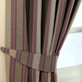 Purple Modern Stripe Jacquard Curtain Tie Back Pair