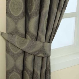 Grey Modern Curve Jacquard Curtain Tie Back Pair