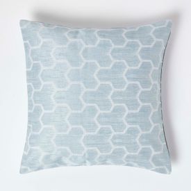 Geometric Blue Jacquard Cushion Cover